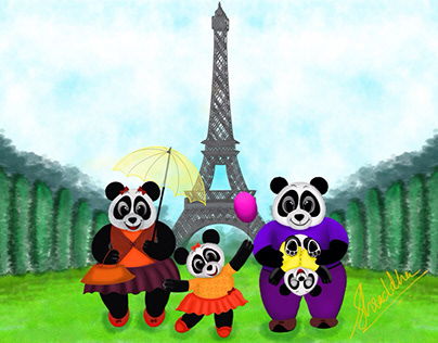 Eiffel Tower the panda family