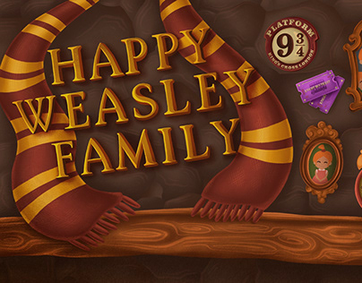 Harry Potter fan art. Happy Weasley Family