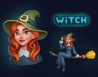 A witch for a game | game art, character
