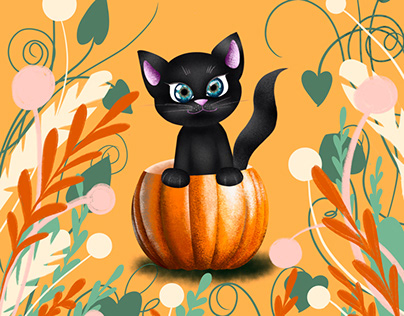 black cat in a pumpkin