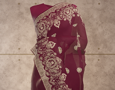 Family heirloom inspired Saree 3D