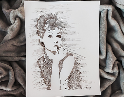 Calligraphy portrait. Audrey Hepburn