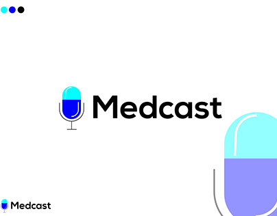 Medcast minimal logo design| podcast service