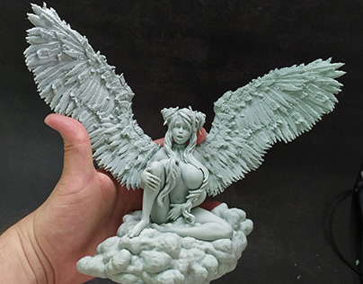 Athalia angel on a cloud 3d model and FDM 3d print