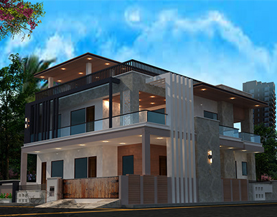 3D modern house elevation design