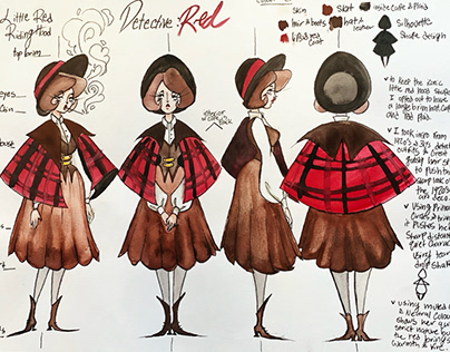 Detective Red: little red riding hood character sheet