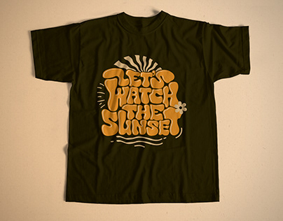Sunset Vibes Groovy Typography T-shirt Design.