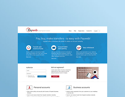 Web design for Payweb on-line system