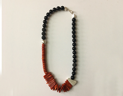 Recycled sponge coral, onyx, lava beads, silver