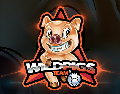 Wild Pigs Soccer Team Cartoon Logo