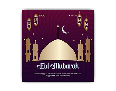 Eid Mubarak social media post design.