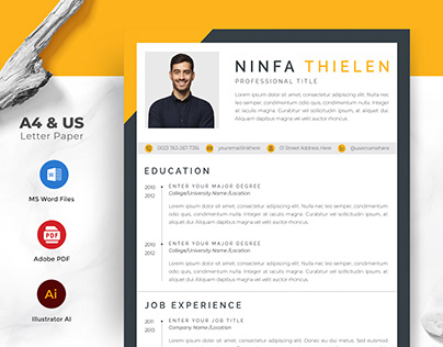 Resume Template for MS Word, Professional CV Design