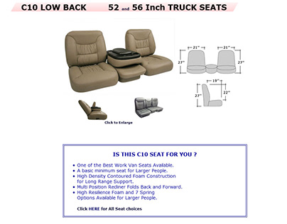 Discount Van Truck - C10 Truck Seats for Low Back