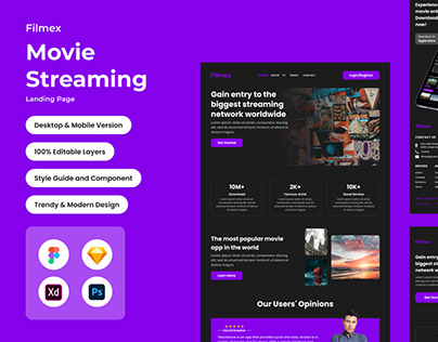 Project thumbnail - Filmex - Movie Streaming Landing Page V1