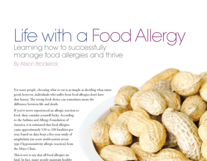 Food Allergy Editorial for BestSelf Magazine
