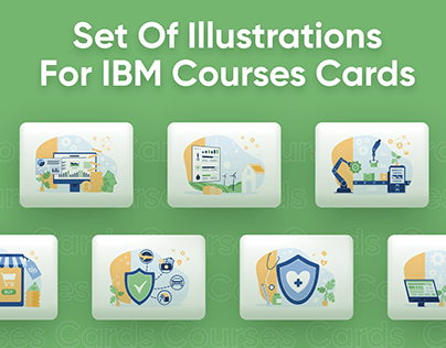 Set of Illustrations for IBM courses cards
