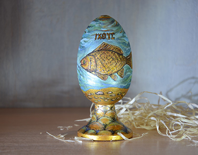 Painted wooden Easter egg IHTIS