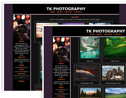 TK Photography Photo Gallery Project