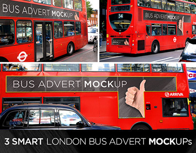 3 Smart London Bus PSD Mock-Ups