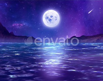 Moon and Ocean Landscape Animation (videohive)