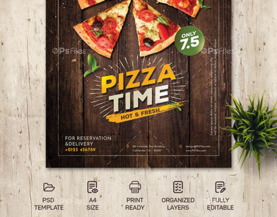 Pizza Time Free Flyer PSD Template