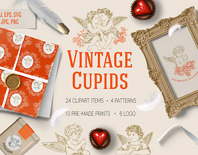 Vintage Cupid & Roses