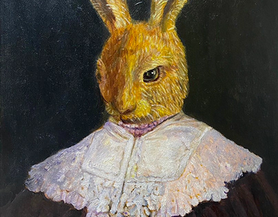 oil painting-Your rabbit. Renaissance.