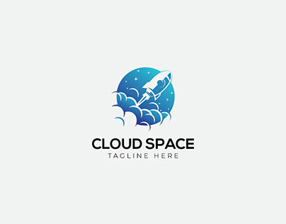 Rocket cloud space logo
