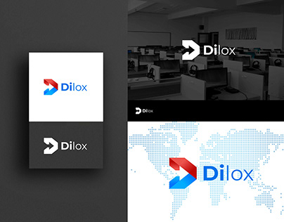 Dilox d letter modern logo with arrow. D gradient logo