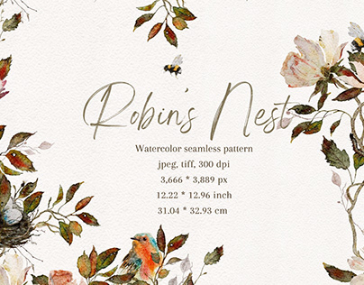 Project thumbnail - Robin's Nest Watercolor Seamless Pattern