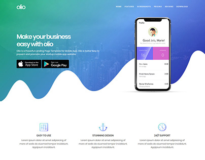 Olio - App Landing Page | Web Design