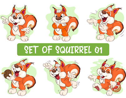 Set of Cartoon Squirrel _ 01.