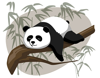 Sleeping panda on a tree vector illustration.