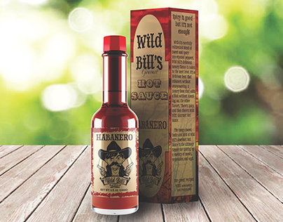 Wild Bill's Gourmet Hot Sauce Mockup Design