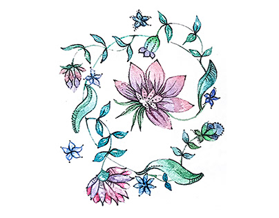 Watercolor sketches of flowers