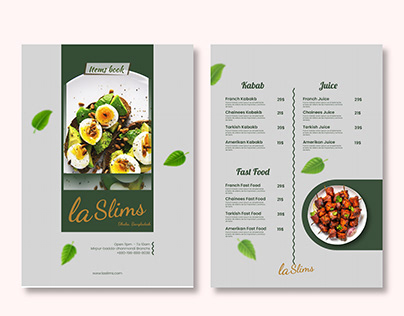 Simple food menu design for Restaurant
