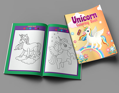 Unicorn Coloring Book Cover And Pages Design