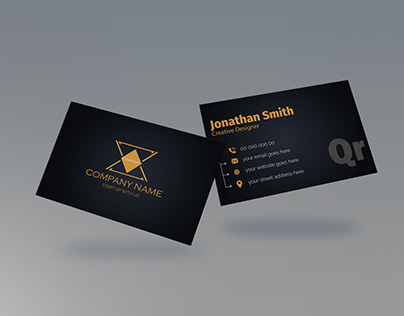 black simple minimalist business and visiting card