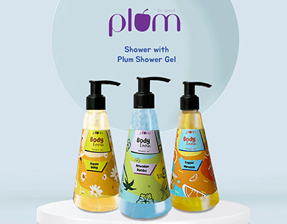Plum Shower Gel Label Redesign