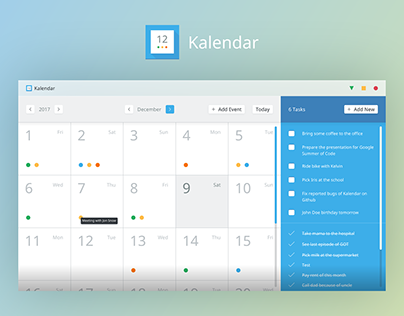 Calendar Desktop App Concept