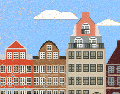 Illustration Amsterdam canal houses