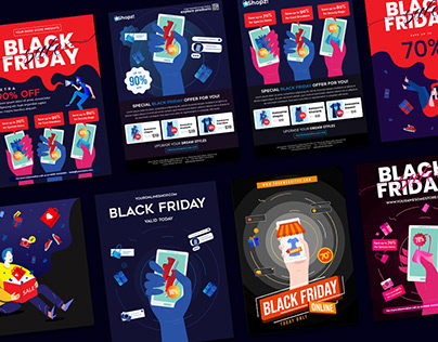 30 Illustration Designs for Black Friday Promotional