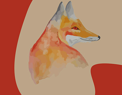 red fox - watercolor illustration