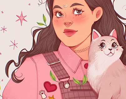 The girl and her cat
