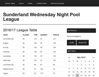 Sunderland Wednesday Night Pool League