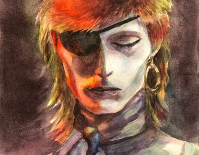 Watercolour portarait of David Bowie