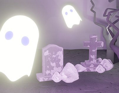 Halloween Ghosts & Graves • Low Poly 3D Blender