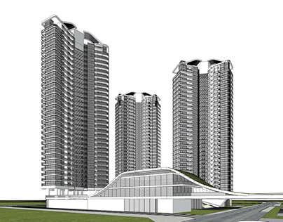 现代高层住宅SU模型下载
