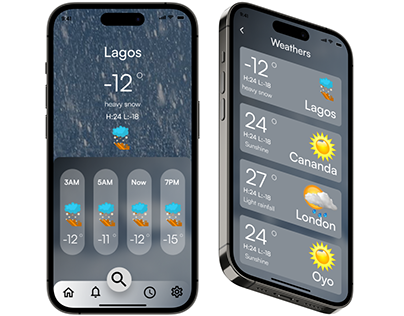 weather app UI screens