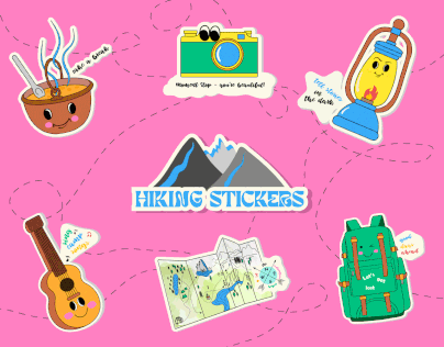 hiking stickers for an travel agency